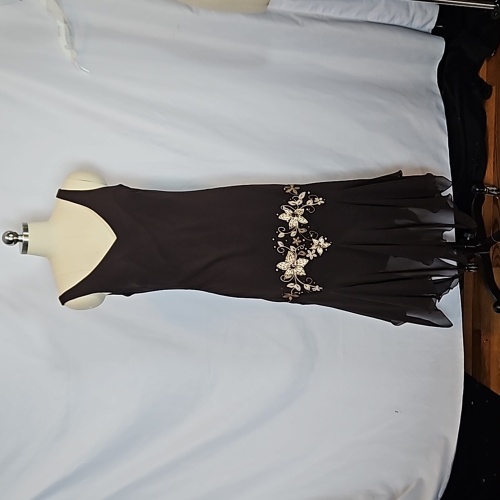 SL fashions, 12, brown vintage dress, retro 20's, drop waist, floral
